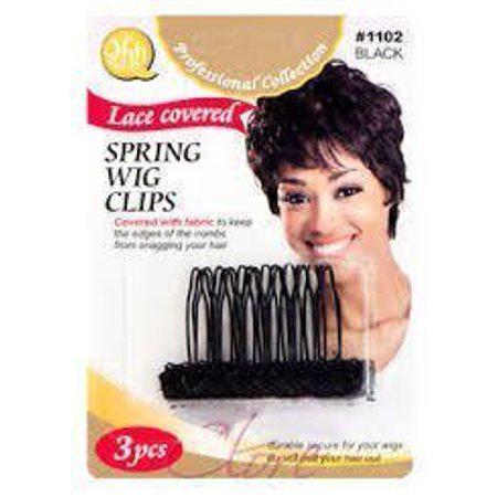 QFitt 1102 Spring Wig Clips Black 3 Pieces