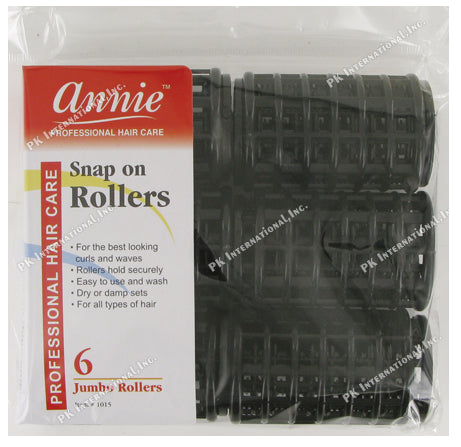 Annie Snap-On Rollers Size Jumbo 6ct Black